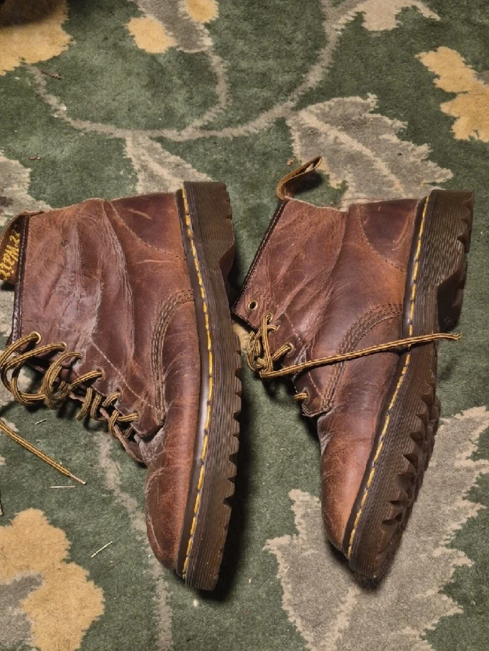 Dr. Martens Brown Leather Chukka Boots with Yellow Stitching - Picture 2 of 12